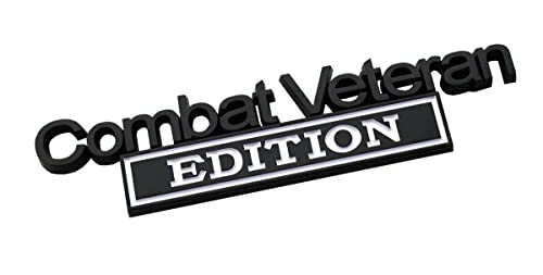 Image of 1pc Combat Veteran Edition Emblems 3D Raised Decals Exterior Truck Stickers Fender Veteran Badges Replacement for F150 F250 F350 Chevy Silverado 1500 2500 Chevrolet C10 C15 (Black White)