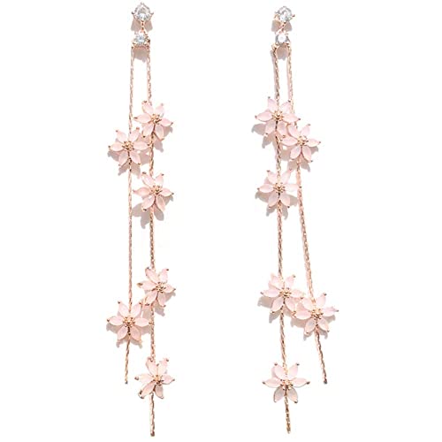 Surkat Pendientes de gota de flor de plata 925 con pin de aguja con circonita cúbica de grado AAA para mujer Cover