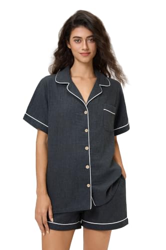 Image of BESTOUCH Womens Pajama Sets: 100% Cotton Muslin Linen Feel