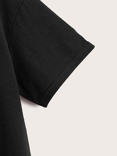 COZYEASE Girls' Cute Letter Graphic Tees Short Sleeve Casual Summer T Shirts Tops Black Letter 11-12 Years4