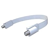 Cleqee 26cm 1本 同軸フラットケーブル 隙間ケーブル 白い フラットアンテナケーブル Fメス - メスタイプ同軸コネクタワイヤ 折り曲げ可能 テレビ用 延長 引き込み用 地デジ/BS/CSケーブルなど対応フラットコード サッシ/ベランダ/ドア用
