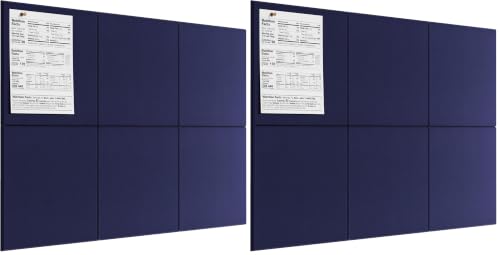Image of MaxGear Felt Bulletin Board 36 inch x 24 inch, Dark Blue Felt Wall Tiles Push Pins (Pack of 2)
