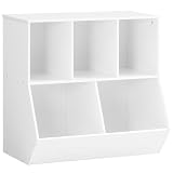 HOOBRO Kids Bookshelf, Bookcase Footboard, 31.5' L Toy Storage Cubby, Children's Toy Shelf, Toy Storage Cabinet, Fit for Children's Room, Playroom, Hallway, Kindergarten, White WT328CW01