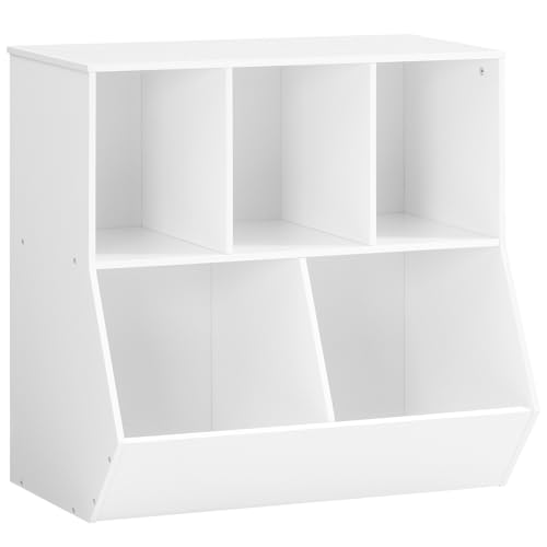 HOOBRO Kids Bookshelf, Bookcase Footboard, 31.5" L Toy Storage Cubby, Children's Toy Shelf, Toy Storage Cabinet, Fit for Children's Room, Playroom, Hallway, Kindergarten, White WT328CW01