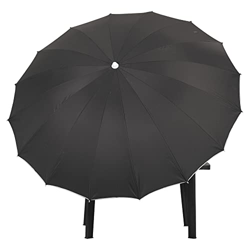 URBNLIVING Parasol rond Shanghai 2,4 m pour extérieur, jardin, terrasse, parasol inclinable 50+ protection, Noir , L