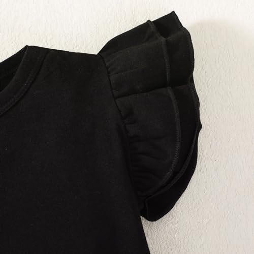 Image of Magic Park 1-14Y Toddler Ruffle T Shirt Girls Solid Color Blouse Kids Girl Short Long Sleeve Tops Casual Tee