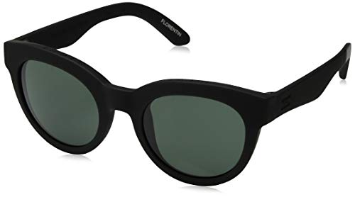 TOMS Women's Florentin Round Sunglasses, Matte Black/Green Grey, 52-23-148