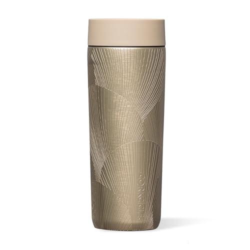 Corkcicle Commuter Cup Travel Mug - Insulated Coffee Mug with Lid - Keeps Drinks Cold 18 Hours - 360° Spill-Proof Sip Lid - Holiday Gift - Great for Gifting Warmth - 17 oz - Champagne Dreams