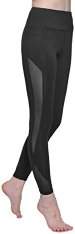 Chikool Workout Pants for Women High Waist Mesh Yoga Leggings Inner/Out Pocket