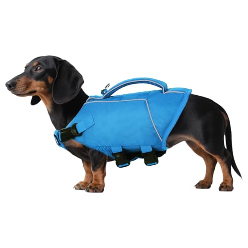 ASENKU Schwimmweste Hund S, Hundeschwimmweste Rettungswesten für Klein Hunde mit Griff und Reflektierend,Leicht und Sicher,Hunde Schwimmweste für Schwimmen, Bootfahren und Kanufahren