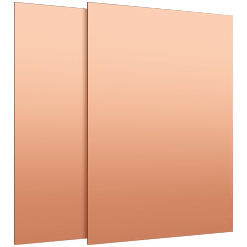 KEILEOHO 2 Pcs Pure Copper Sheet 8 x 12 Inch 24 Gauge 0.5mm Thin Copper Metal Sheets with Protective Film, Film Attached Copper Plates for Crafting, Jewelry, Electrical and Industrial Repairs