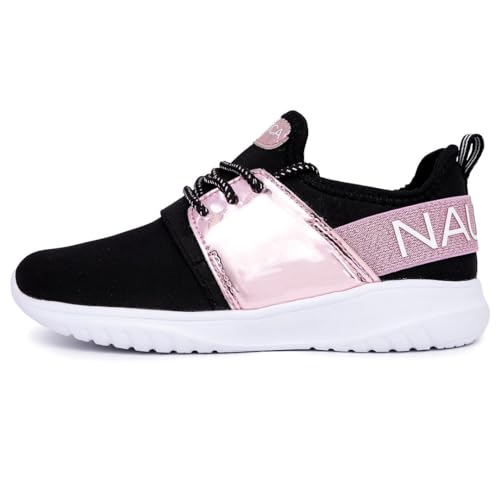 Nautica Kids Girls Lace-Up Fashion Sneaker Athletic Tennis Shoe-Kappil Toddler-Pink Metallic Black Size-5 thumb #2