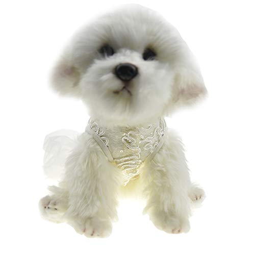 Hollow Dog Wedding Dress Tutu Skirt Luxury Lace Pearl Bow Christmas Dress Costume For Small Dog Pet Apparel (M, White) #TOP3