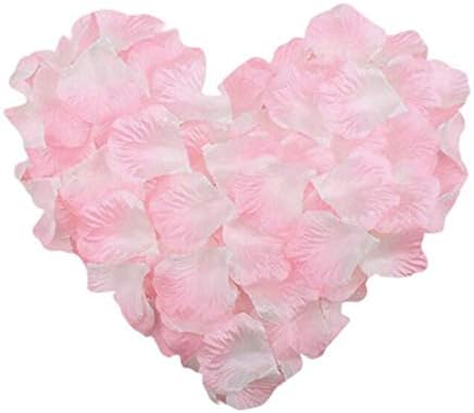RuiChy 1000pcs Silk Artificial Rose Petals for Wedding Flowers Home Party Romantic Night Anniversary Valentine's Day, Pink White
