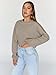 Trendy Queen Cropped Sweatshirts for Women Oversized Crewneck Sweaters Long Sleeve Tops Fall Winter Clothes 2026 CoffeeGrey S