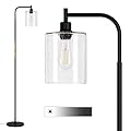 addlon Floor Lamps for Living Room with Seeded Glass Shade, dimmable Floor lamp Industrial lamp with Bright LED Bulb, Standing lamp for beroom, Tall Pole Lamps Office - Black & Gold