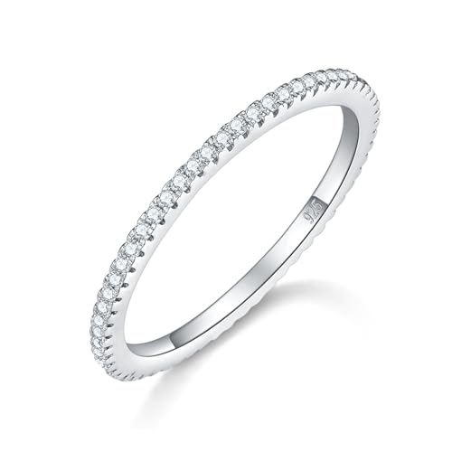 BORUO Sterling Silver Ring - Wedding Bands for Women, Eternity