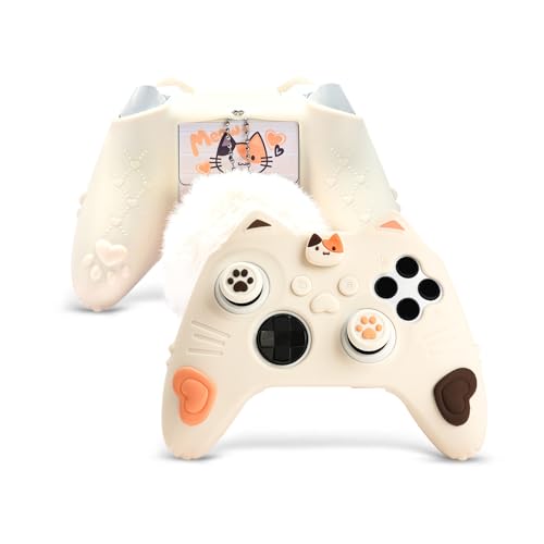 Image of GeekShare Cat Paw Controller Skin Grips Set Anti-Slip Silicone Protective Cover Skin Case Compatible with Xbox Series X Controller with 2 Thumb Caps & 2 Button Caps & 1 Fluffy Ball & 2 Sticker-Calico