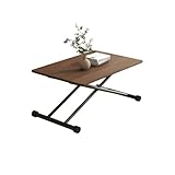 BRQ 昇降式テーブル 式デスク 式机 升降桌 ダイニング 高さ調整 マルチ ガス圧式 長さ120×幅60cm×高さ10~71 無階段調整 ガス圧昇降式 キャスター付 丸角 おしゃれ ダイニング リビング適応 組立不要 (ウォルナット色,60*100cm)