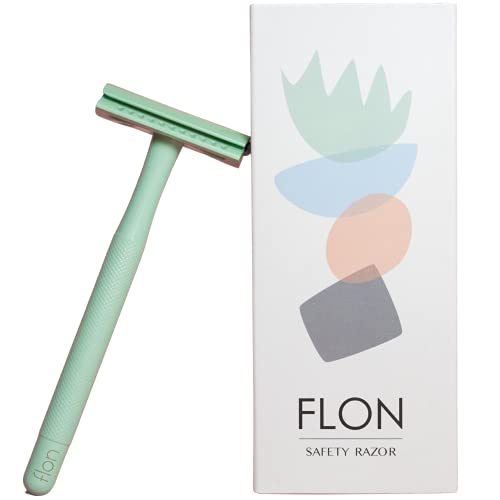 FLON® Afeitadora de seguridad de doble filo individual 2.0 Premium | Regalo de plástico sostenible libre Reino Unido (verde pistaquio) Cover