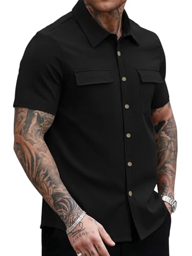 Image of GRECIILOOKS Shirt for Man | Classic Summer Shirt for Man | Men's Regular Fit Soft Cotton Blend Casual Shirts with Button Closure