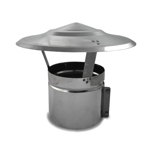 CAEXVEN Sombrerete Fijo para Conductos en Acero Inoxidable - Serie Lisa y Helicoidal - 80 mm