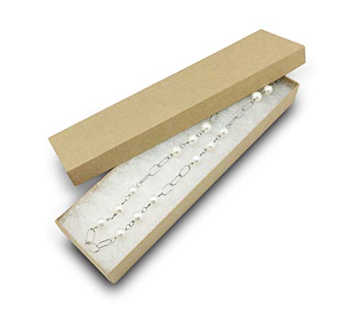 TheDisplayGuys 25-Pack #82 Kraft Brown Cotton Filled Paper Jewelry Gift Boxes (8 1/16" x 2 1/4" x 1 3/8") for Necklaces, Bracelets, Watches & Pens Display Retail and Shipping