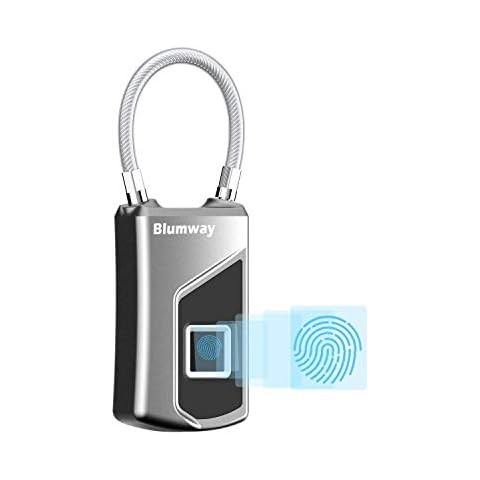 BlumWay Fingerprint Padlock, IP66 Waterproof Smart Fingerprint Lock for Taking 10 Fingerprints, Suitable for Front Door, Suitcase, Backpack, Gym, Bike Cover