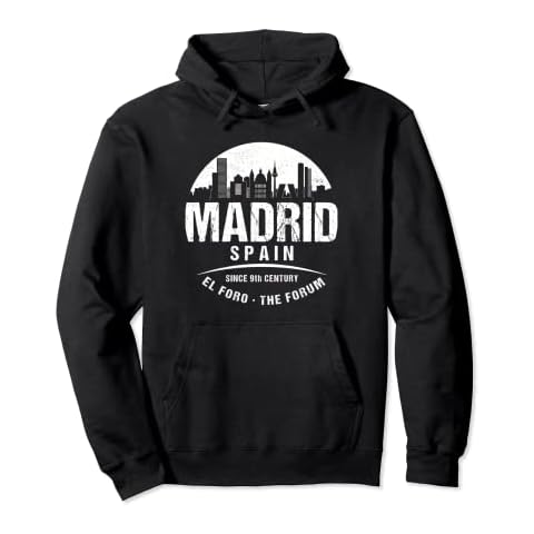 Madrid España Grunge City Skyline - Recuerdo envejecido Sudadera con Capucha Cover