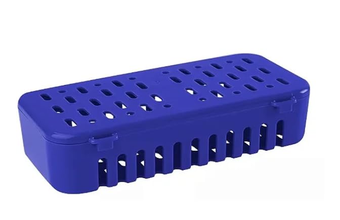 Estojo plástico esterilização autoclavável grande - AZUL - Nova Ogp