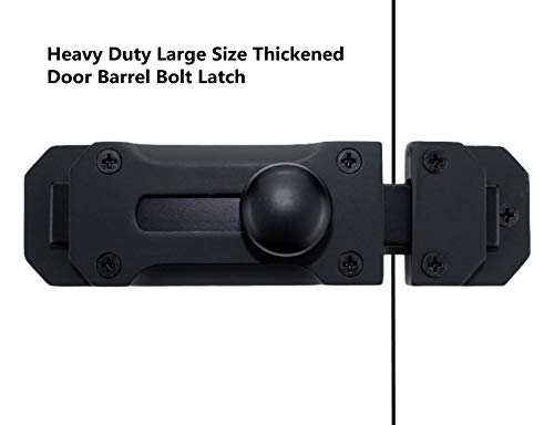 Runningfish Matte Black Solid Aluminium Slide Bolt Latch, Large Size Thickened Door Barrel Bolts Latches, Heavy Duty Security Gate Sliding Latch Lock (5.5 Inch, Black Tone) #TOP5