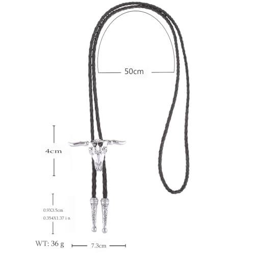Image of GelConnie Longhorn Bull Bolo Tie for Men Native American Western Cowboy Leather Necktie Bolo Necklace for Women Gold Texas