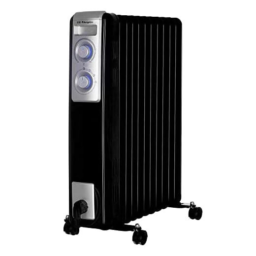 Orbegozo RN 2500 - Radiador de aceite, 11 elementos, 2500 W, luz LED, termostato regulable, recogecables, ruedas pivotantes