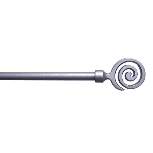STORESDECO Barra de Cortina Extensible de 19/16mm de diámetro, de Metal, Decorativa y Moderna. Ideal para Cortinas de Dormitorio, salón (110 a 200 cm, Espiral Plata)