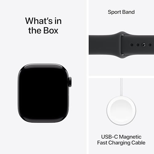 Image of Apple Watch Series 11 [GPS 42mm] Smartwatch with Jet Black Aluminium Case with Black Sport Band - S /M. Sleep Score, Fitness Tracker, Health Monitoring with AppleCare+ (2 Years)