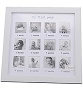 Baby's First Year Frame, My First Year Photo Moments Baby Keepsake Picture Frame, Collage Frame f...