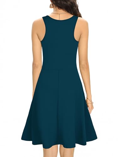 Image of Missufe Women's Sleeveless Racerback Flared Casual Plain Tank Dress