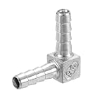 sourcing map 6mm Hose Barb 90 Degree Pipe Fitting, 304 Stainless Steel L Right Angle Adapter Pipe Connection Fitting for Vacuum Systems, Industrial Connections, Pneumatic Equipment, Silver