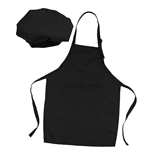 HOLIDYOYO Children's Chef Hat Apron Set Toddler Cooking Apron Art Painting Bib Adjustable Neck Waist Tie Boys Girls Bibs