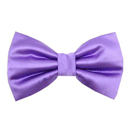 Image of Tie Studio Mens Formal Solid Bow tie | Satin | Microfiber | Standard Size | Premium fabric | Superior Clip Hold | Packaging - Box | Colour - Black Bow Tie (Set of 1)