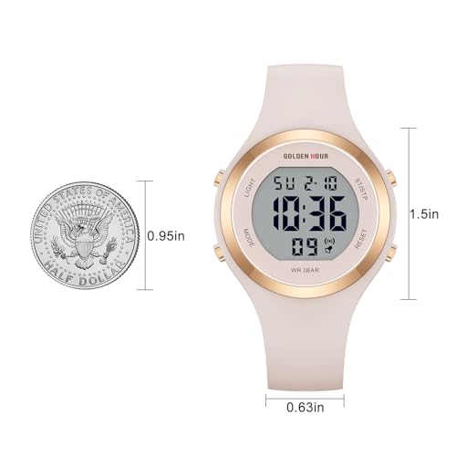 golden hour waterproof sport women39s digital chronograph silicone strap watch