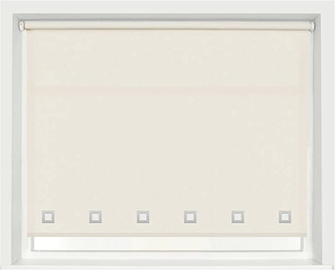 Square Eyelet Light Filtering Roller Blinds, Natural (W 114cm x H 165cm)