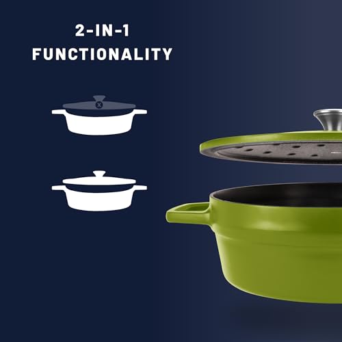 Image of All American 1930 - Dutch Oven - The Saucier Set, Kelp Green - 5.5qt Capacity - Perfect for Sauces, Soups & Simmering - Non Stick & PFAS Free - Made in the USA