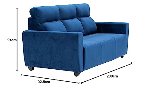 Image of Wakefit Sofa Set | 3 Year Warranty | Sofa 5 Seater, 5 Seater Sofa for Living Room, Wooden Sofa Set, Sofa Set 3+2 Seater - Belize(Fabric-Velvet : Blue)