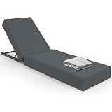 IDMarket   Lit de Piscine, Bain de Soleil Confortable, Chaise Longue avec Dossier en métal inclinable 4 Positions et Matelas Gris