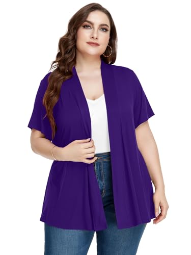 Image of LARACE Short Sleeve Cardigans for Womens Summer Tops Casual Plus Size Open Front Lightweight Cover Up
