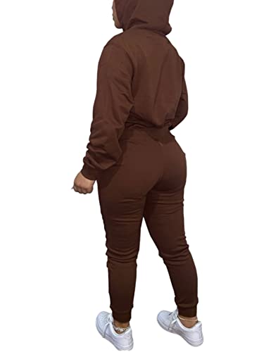 Kansoon 2 Piece Pants Outfits For Women Long Sleeve Sweatshirt And Jogger Sweatpants Track Suits Coffee L #TOP1