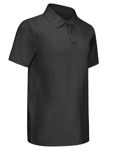 MIVEI Kids Performance School Uniform Polo Shirt Breathable UPF50+ Black