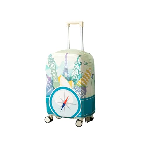 Image of HOKIPO 220gsm Durable and Washable Suitcase Covers for Trolley Suitcase, Small (18-19inch) - Skyline Compass (AR-6343-D2)
