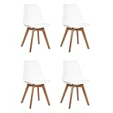 Minimal DECO Pack 4 sillas de Comedor Blancas Frankfurt Estilo nórdico escandinavo, diseño Moderno para Cocina salón o Comedor